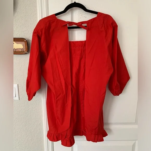 Red Apron with Lace - Picture 3 of 3